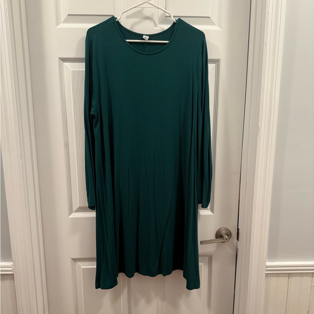 Old Navy women’s long sleeve luxe swing royal green dress size XL